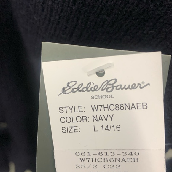 Eddie Bauer Navy Blue School Cardigan Sweater Large Size 14/16. NWT - Picture 7 of 7